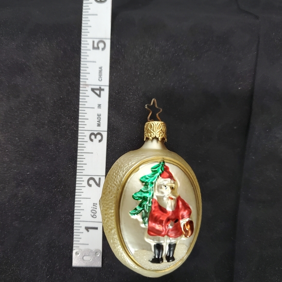 Vintage Inge Glas West Germany Oval Two-Sided Glass Christmas Ornament - Picture 2 of 7
